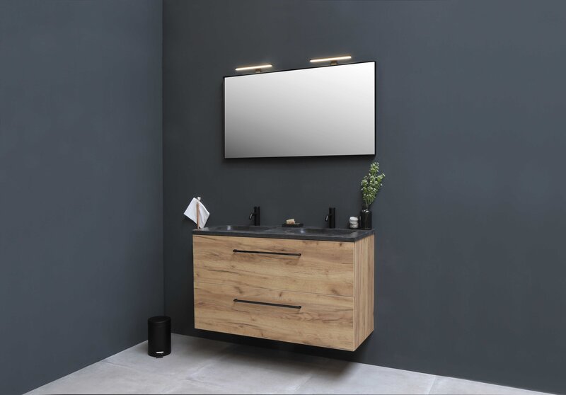 Basic 46 hardsteen + framed spiegel 120x46cm 4 laden