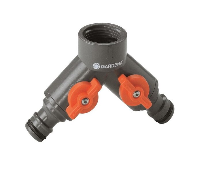 Gardena Y-stuk met kraan 3/4&quot; bi.dr. x 2x snelk.