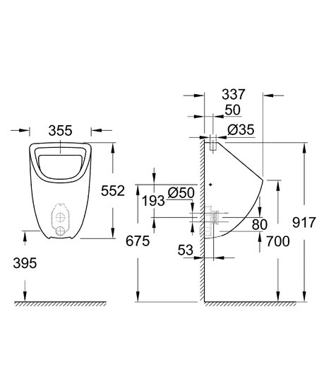 Grohe bau urinoir boveninlaat