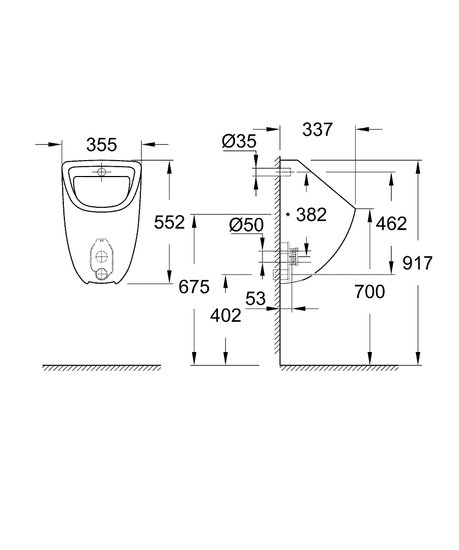 Grohe bau urinoir achterinlaat