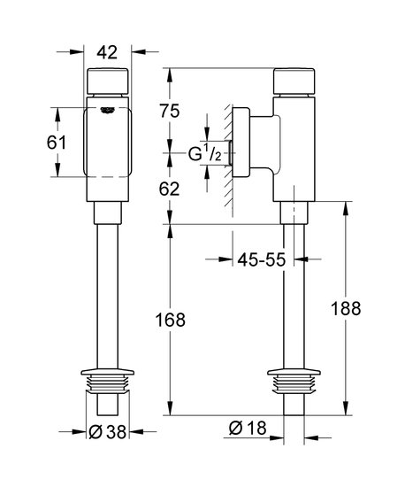 Grohe urinoirspoeler rondo z. stopkraan