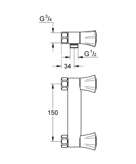 Grohe costa-L douchemengkraan 150mm z/kopp