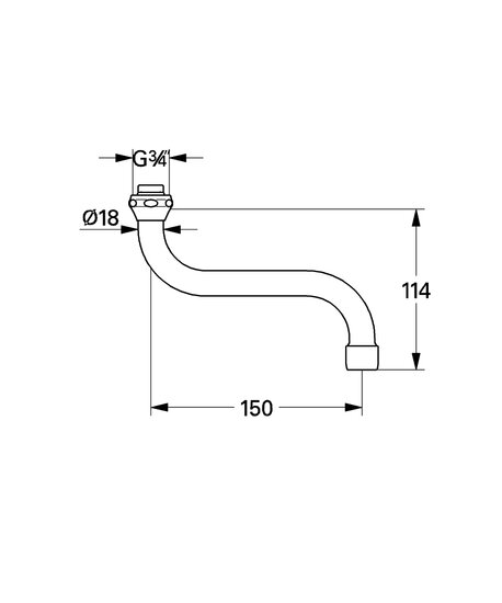 Grohe kraanuitloop S 3/4&quot;x150mm