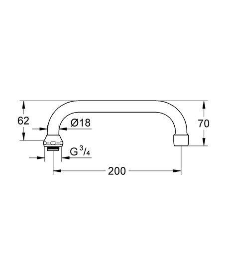 Grohe kraanuitloop U 3/4&quot;x200mm