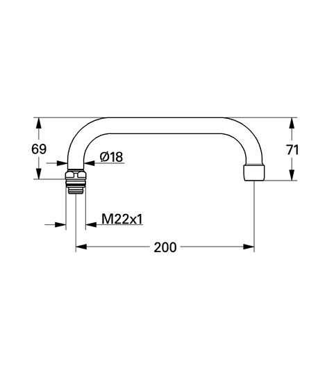 Grohe kraanuitloop U M22x200mm