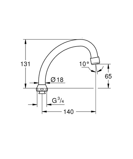 Grohe kraanuitloop boven 3/4&quot;x140mm