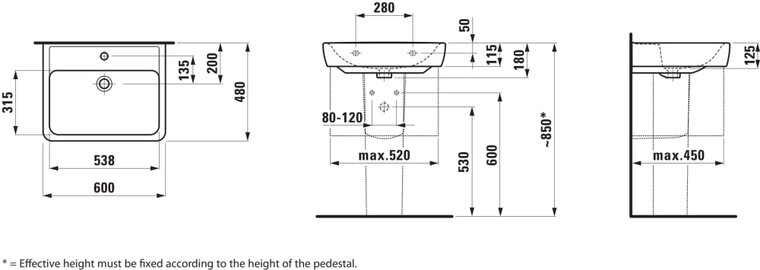 Laufen pro wastafel 60cm