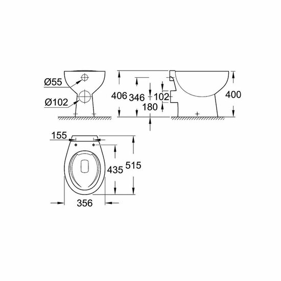 Grohe bau closetpot PK diepspoel