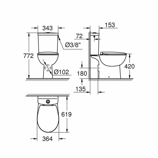 Grohe bau duocloset PK diepspoel compleet