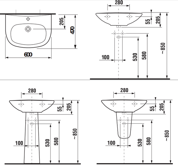 Jika zeta wastafel 60cm wit