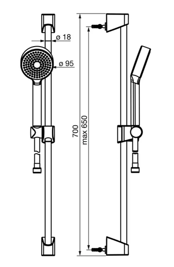 Hansa basicjet glijstangcombinatie 650mm