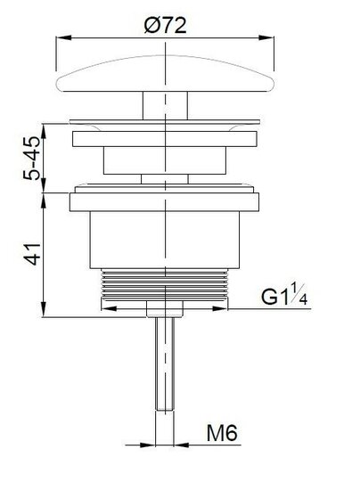 Wastafel afvoerplug 1 1/4&quot; always open keramiek wit