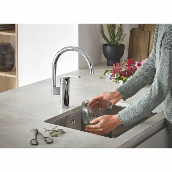 Grohe Eurosmart keukenmengkraan hoge uitloop